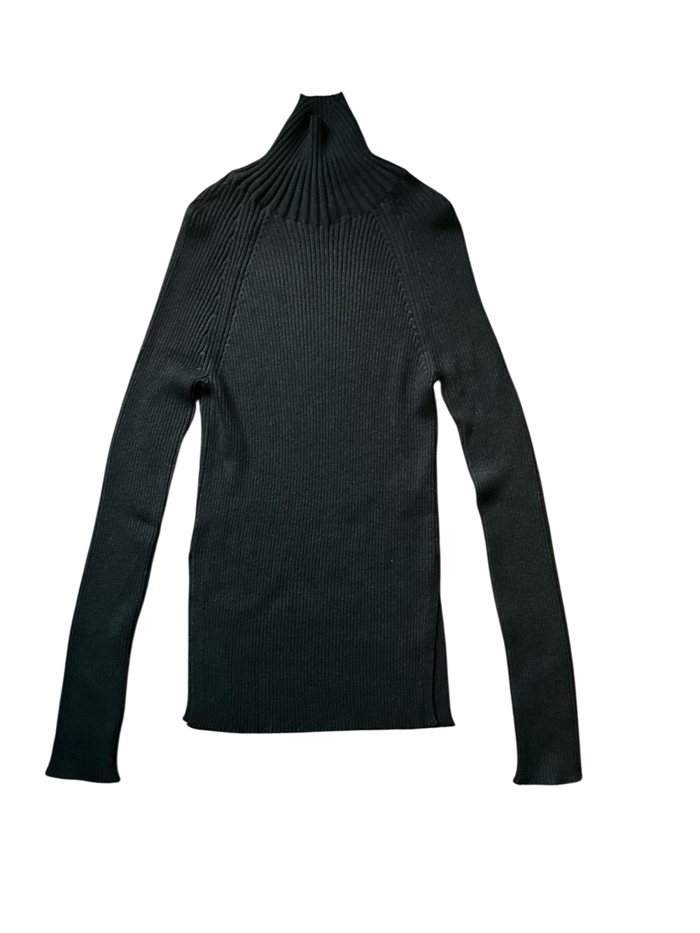 Loro Piana Black Ribbed Turtleneck Sweater Cashmere and silk Blend